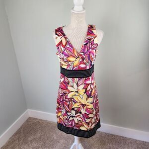 D By Limited Women’s Sleeveless Splice Neck Faux Wrap  Floral Midi Dress Size 8